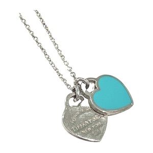 AUTHENTIC Tiffany&Co Double Heart Tiffany Blue Pendant Return to Tiffany